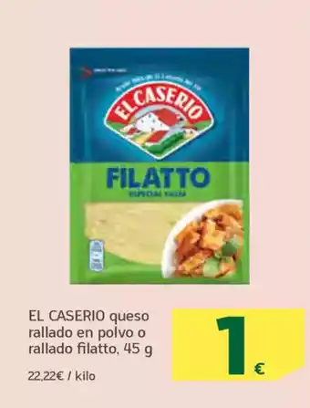 HiperDino EL CASERIO queso rallado en polvo o rallado filatto oferta