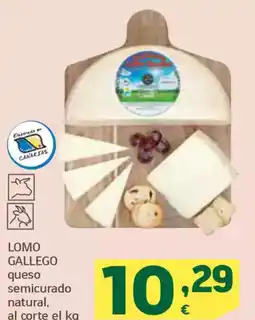 HiperDino LOMO GALLEGO queso semicurado natural, oferta