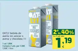 HiperDino OATLY bebida de avena sin azúcar o avena y chocolate oferta