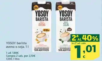 HiperDino YOSOY barista avena o soja oferta