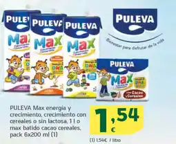 HiperDino PULEVA Max energía y crecimiento, crecimiento con cereales o sin lactosa o max batido cacao cereales oferta