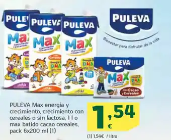 HiperDino PULEVA Max energía y crecimiento, crecimiento con cereales o sin lactosa o max batido cacao cereales oferta