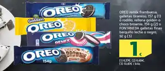 HiperDino OREO remix frambuesa, galletas tiramisú rodillo oferta