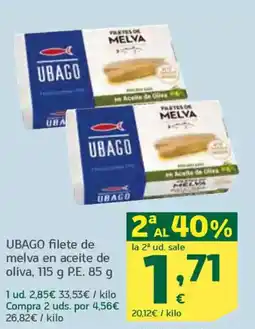 HiperDino UBAGO filete de melva en aceite de oliva oferta