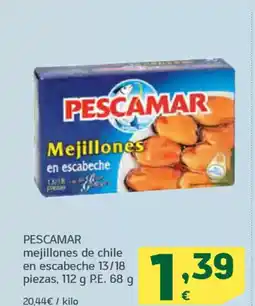 HiperDino PESCAMAR mejillones de chile en escabeche 13/18 piezas oferta