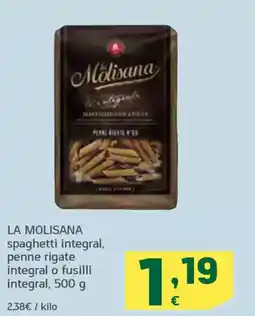 HiperDino LA MOLISANA spaghetti integral, penne rigate integral o fusilli integral oferta