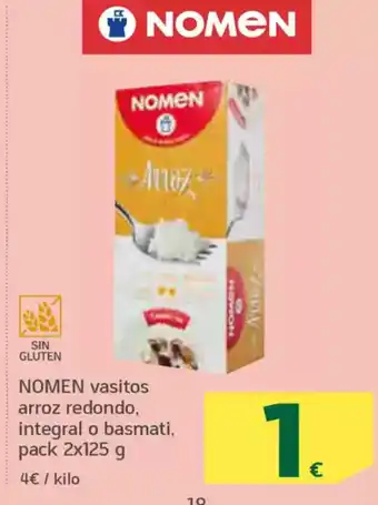 HiperDino NOMEN vasitos arroz redondo, integral o basmati oferta