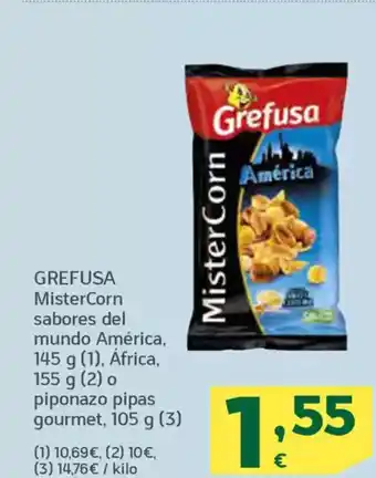 HiperDino GREFUSA MisterCorn sabores del mundo América  África o piponazo pipas gourmet oferta