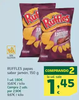 HiperDino RUFFLES papas sabor jamón oferta