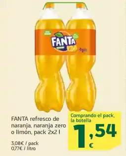 HiperDino FANTA refresco de naranja, naranja zero o limón oferta