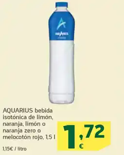 HiperDino AQUARIUS bebida isotónica de limón, naranja, limón o naranja zero o melocotón rojo oferta