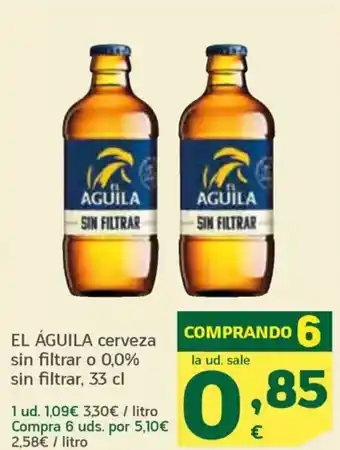 HiperDino EL ÁGUILA cerveza sin filtrar o 0,0% sin filtrar oferta