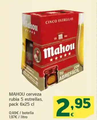 HiperDino MAHOU cerveza rubia 5 estrellas oferta