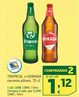 HiperDino TROPICAL O DORADA cerveza pilsen oferta