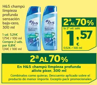 HiperDino H&S champú limpieza profunda sensación bajo-cero, oferta