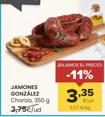 Autoservicios Familia JAMONES GONZÁLEZ Chorizo oferta