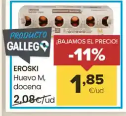 Autoservicios Familia EROSKI Huevo M, docena oferta