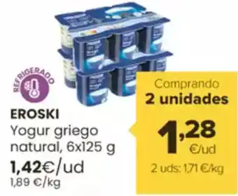 Autoservicios Familia EROSKI Yogur griego natural oferta