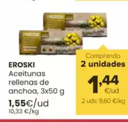 Autoservicios Familia EROSKI Aceitunas rellenas de anchoa oferta