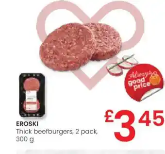 Eroski EROSKI Thick beefburgers, 2 pack oferta