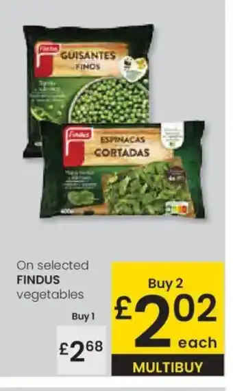 Eroski FINDUS On selected vegetables oferta