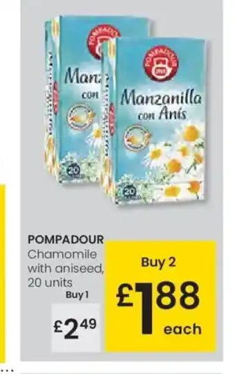 Eroski POMPADOUR Chamomile with aniseed, 20 units oferta