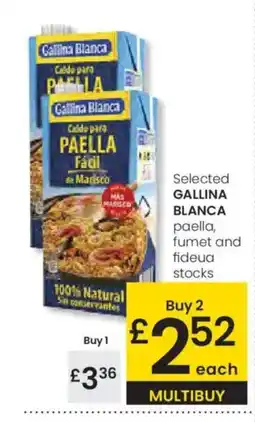 Eroski GALLINA BLANCA Selected paella fumet and fideua stocks oferta