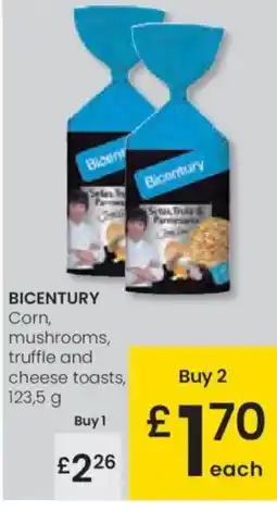 Eroski BICENTURY Corn, mushrooms, truffle and cheese toasts oferta