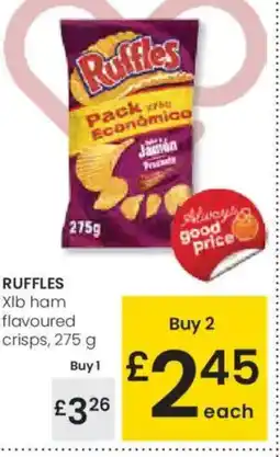 Eroski RUFFLES Xlb ham flavoured crisps oferta