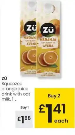 Eroski ZÜ Squeezed orange juice drink with oat milk, oferta