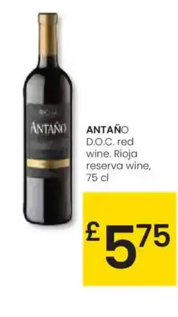 Eroski ANTAÑO D.O.C. red wine. Rioja reserva wine oferta