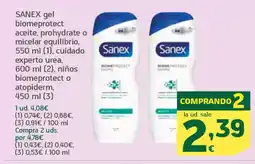 HiperDino SANEX gel biomeprotect aceite, prohydrate o micelar equilibrio cuidado experto urea, niños biomeprotect o atopiderm oferta