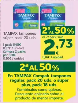 HiperDino TAMPAX tampones súper, pack 20 uds oferta