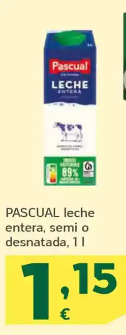 HiperDino PASCUAL leche entera, semi o desnatada oferta