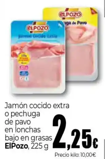 Unide Supermercados ELPOZO Jamón cocido extra o pechuga de pavo en lonchas bajo en grasas oferta