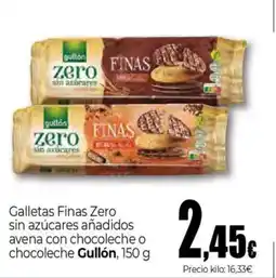 Unide Supermercados GULLON Galletas Finas Zero sin azúcares añadidos avena con chocoleche o chocoleche oferta