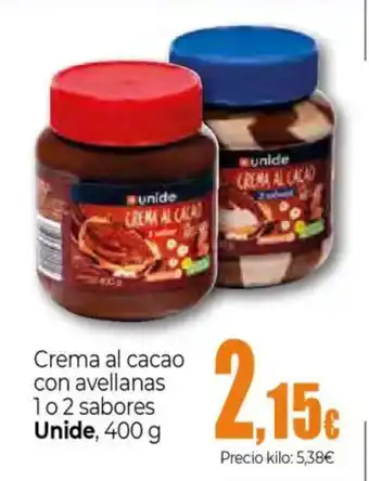 Unide Supermercados UNIDE Crema al cacao con avellanas 102 sabores oferta