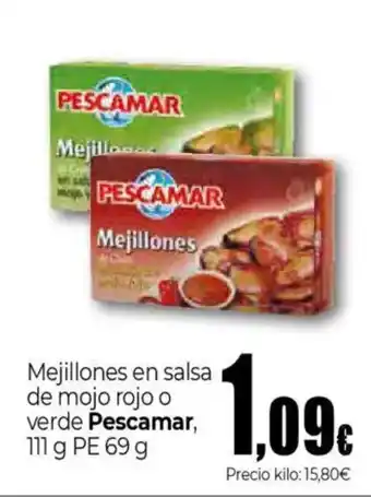 Unide Supermercados PESCAMAR Mejillones en salsa de mojo rojo o verde oferta