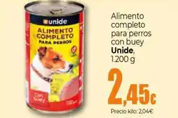 Unide Supermercados UNIDE Alimento completo para perros con buey oferta