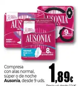 Unide Supermercados AUSONIA Compresa con alas normal, súper o de noche oferta