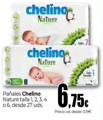 Unide Supermercados CHELINO Pañales Nature talla 1,2,3,4 o 6, desde 27 uds. oferta