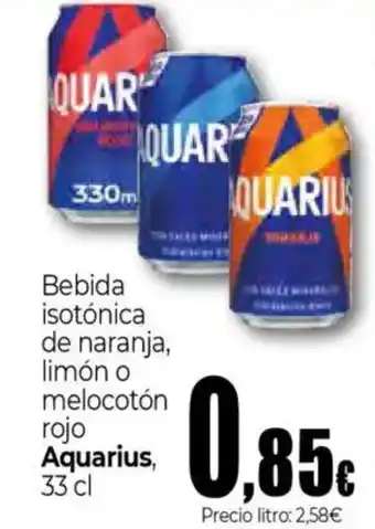 Unide Supermercados AQUARIUS Bebida isotónica de naranja, limón o melocotón rojo oferta