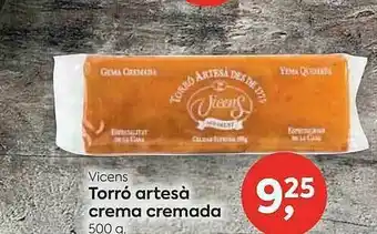 Suma Supermercados Vicens Torró Artesà Crema Cremada oferta