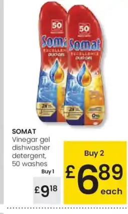 Eroski SOMAT Vinegar gel dishwasher detergent, 50 washes oferta