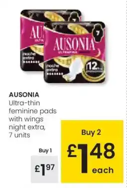 Eroski AUSONIA Ultra-thin feminine pads with wings night extra oferta