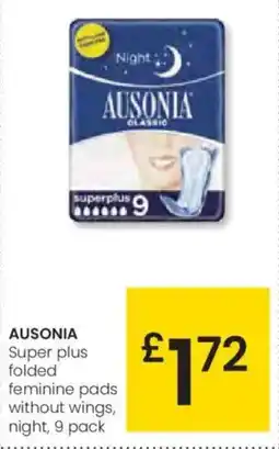 Eroski AUSONIA Super plus folded feminine pads without wings oferta