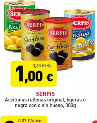 Hiperber SERPIS Aceitunas rellenas original, ligeras o negra con o sin hueso oferta