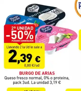 Hiperber BURGO DE ARIAS Queso fresco normal, 0% o proteina oferta