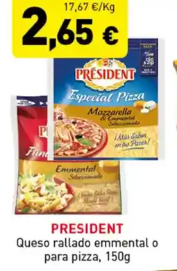 Hiperber PRESIDENT Queso rallado emmental o para pizza oferta