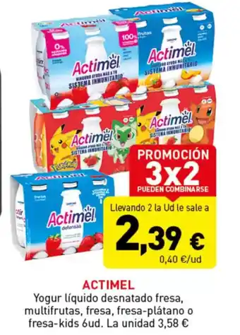 Hiperber ACTIMEL Yogur líquido desnatado fresa, multifrutas, fresa, fresa-plátano o fresa-kids 6ud oferta